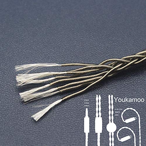 Youkamoo 4.4mm Balanced Earphone Cable, 0.78mm 2 Pin Earphone Replacement Cable Compatible with BL03 V80 V90 ZS10 AS10 ZS6 ZST ZSR TRN IEM - color: 2 Pin 0.78mm