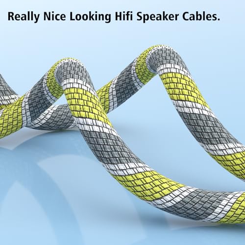 9AWG Speaker Wire 2 x 6.3 mm² HiFi Audiophile Speaker Cable 1 Pair(1.5M) | High Purity OFC Gold Plated Brass Banana Plug Connectors for Speakers,Amplifier,Audio Video,AV Receivers - size: 1.5M