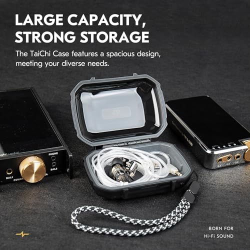 CCZ Taichi Portable IEM Case, Water-Resistant Earbuds Storage Hard Box, Travel Carrying Case for Headphones Compatible with Moondrop CHU II,KZ ZS10 PRO (Black) - color: Black