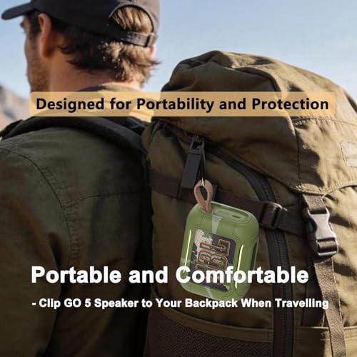 Protective Case for JBL Go 5 Portable Bluetooth Speaker | Accessories Hard Carrying Case and Silicone Cover with Metal Carabiner (Squad Case) - color: Squad Case