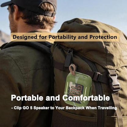 Protective Case for JBL Go 5 Portable Bluetooth Speaker | Accessories Hard Carrying Case and Silicone Cover with Metal Carabiner (Squad Case) - color: Squad Case