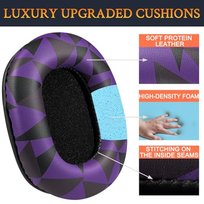SOULWIT Earpads Replacement for Audio Technica ATH M50X M50XBT M50RD M40X M30X M20X MSR7 SX1 Monitor Headphones, Ear Pads Cushions with Softer Protein Leather, High-Density Foam - Purple Black - color: Purple Black