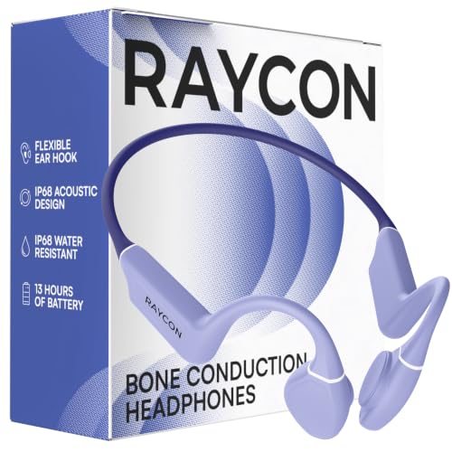 Raycon Bone Conduction Headphones Bluetooth - Open Ear Running Headphones, Sweat & Water-Resistant Earbuds with Mic for Sports & Workouts, 13hr Playtime (Purple) - color: Purple