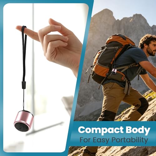 Best Mini Portable Bluetooth Speaker with HD Sound & Bass I Smallest Wireless Bluetooth Speakers for Phone/PC/Tablet I Photo Selfie Button Answer Phone Calls I Cute Tiny Speaker (Rose Gold) - color: Rose Gold