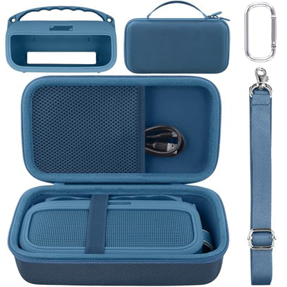 co2CREA Hard and Silicone Travel Case for Bose SoundLink Flex 2/1,Blue Dusk | 2nd Gen Compatibility, Dual-Layer Protection, EVA Hard Shell, Silicone Cover, Adjustable Shoulder Strap, Aluminum Carabiner - color: Blue Dusk Case