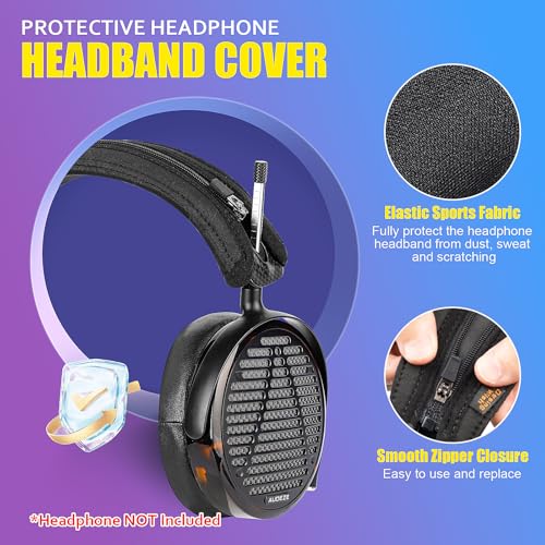 LCD-5 Headband Cover Compatible with Audeze LCD-5 Headphones Thicker Sports Fabric Replacement Headband Cushion Pad Cover Headphone Headband Protector (Black)
