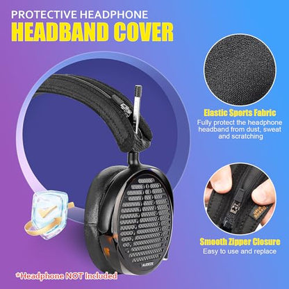 LCD-5 Headband Cover Compatible with Audeze LCD-5 Headphones Thicker Sports Fabric Replacement Headband Cushion Pad Cover Headphone Headband Protector (Black)