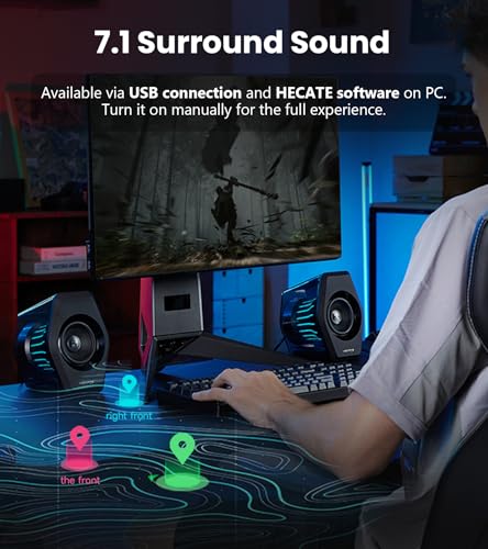 Edifier G2000 Pro 2.0 RGB Gaming Speakers with 64W Peak Power, White - color: White