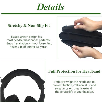 Replacement Headband Cover for Plantronics BackBeat GO 810, Zipper Closure Fabric Headband Cushion Wrap for BackBeat BG810S Noise Isolating Headphones (Black)