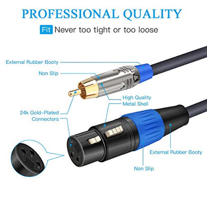 JOLGOO XLR to RCA Cable - Dual XLR Female to Dual RCA Male, 50 Feet, HiFi Audio, 4N OFC Wire, for Amplifier, Mixer, Microphone - size: 50 Feet, style: Dual XLR Female to Dual RCA Male