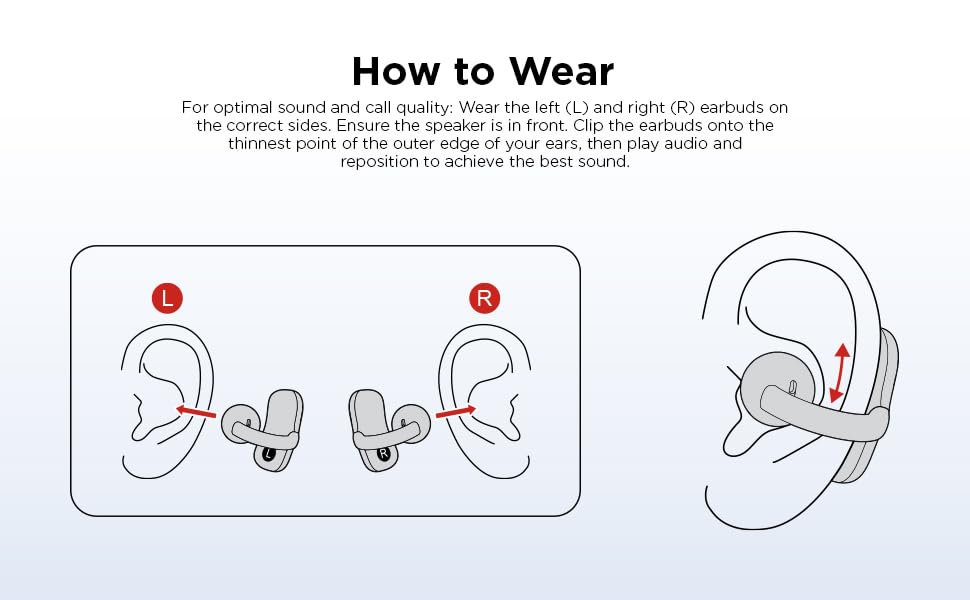 Lenovo Open Ear Clip On Earbuds X500 Bluetooth 6.0 Wireless Earbuds with 11 mm Drivers, Open Ear Ergonomic Design, Dual Device Connectivity, Built in Mic, Fast Charge, White - color: White