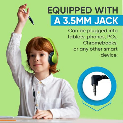 1 Pack Wired On-Ear Leather Headphones with 3.5mm Connector and Remote Control for Volume, Black