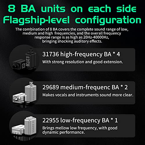 Kinboofi KZ AS16 PRO in Ear Headphone,8 BA Units on Each Side Wired Earphone with PCB Electronic Frequency Division HiFi IEM Earbuds, KZ Stage Monitor Earphone HiFi Earbuds Headphone (Cyan, No Mic)… | KZ Wired Earbuds with PCB Electronic Frequency Divisio