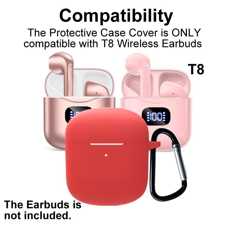 Silicon Case Cover Compatible with KTGEE T8 True Wireless Earbuds, Red, P20ICSR - color: Red