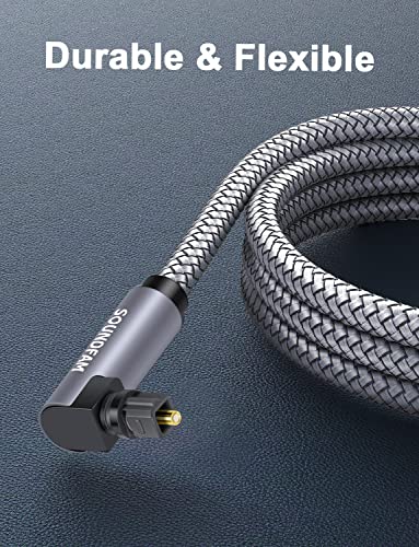 90 Degree Optical Audio Cable 6ft/2M Double Right Angle Optical Cable 360 Degree Free-Rotating Plug Digital Audio Optical Cable for Home Theater, Sound Bar,TV-Grey - color: Grey-Dual 90 Degree Optical Cable, size: 6ft/2M