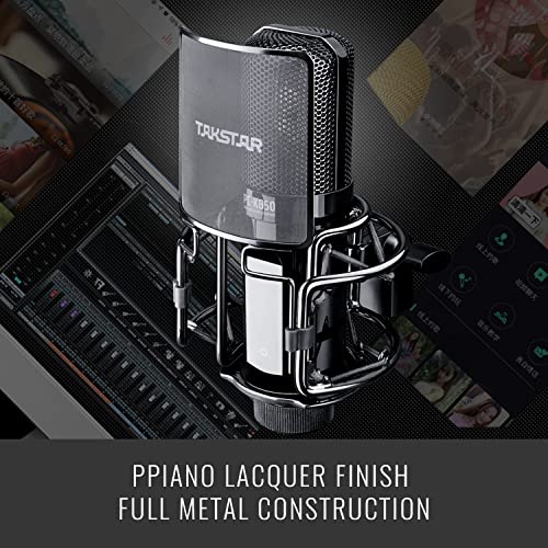 TAKSTAR PC-K850 XLR Studio Microphone with 34mm Gold-Plated Diaphragm | 34mm Gold-Plated Diaphragm, Ultra-Low Noise ≤20 dB, 130dB SPL, 30Hz-20KHz Response, 48V Phantom Power Required