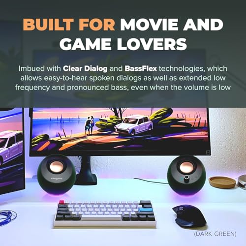 Creative Pebble Pro, 2.0 USB-C Desktop Speakers, RGB, White | 2.0 speakers, Bluetooth, USB-C, RGB Lighting, Clear Dialog, Stereo Speakers, Desktop Audio, PC Speakers, White - color: White