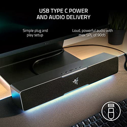 Razer Leviathan V2 X, PC Soundbar with Full-Range Drivers, Black | Compact Design, Chroma RGB, USB-C, Bluetooth 5.0, for PC, Laptop, Smartphones, Tablets & Nintendo Switch - color: Black, size: V2 X