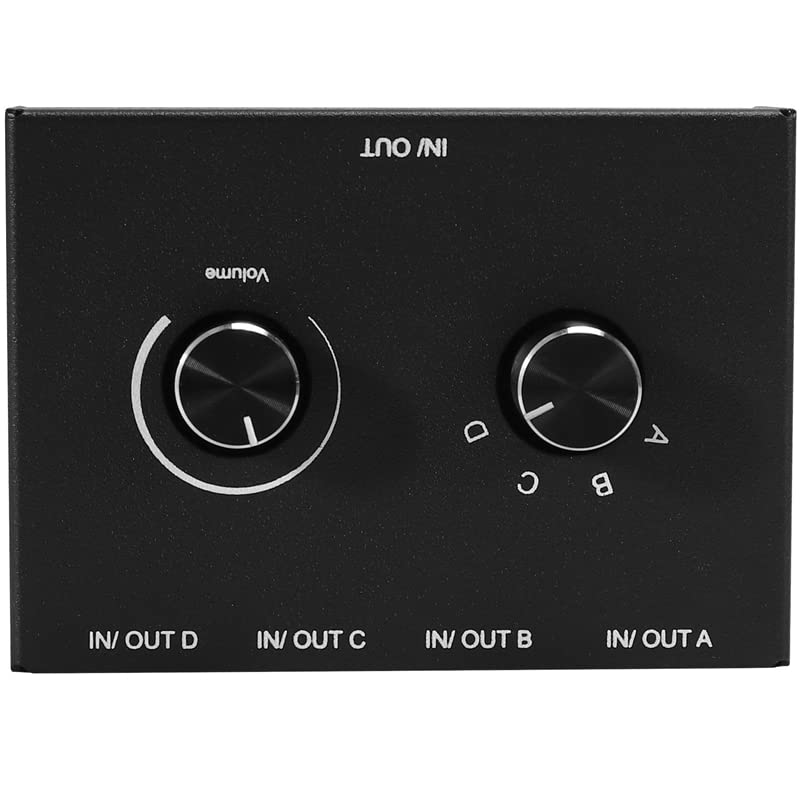 4 Port Audio Switch, 3.5mm Audio Switcher, Stereo AUX Audio Selector, 4 Input 1Output/1Input 4 Output Audio Switcher Box