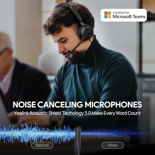 Yealink UH42 USB-C/A Wired Headset,AI Noise Cancelling Mic,in-Line Controls | Teams/Zoom Certified, Stereo Headphones,Plug & Play for Computer/Laptop/Phone,7ft Cable, Dynamic EQ, Call Center, Office,Home - color: Dual-Ear, size: USB-C/A