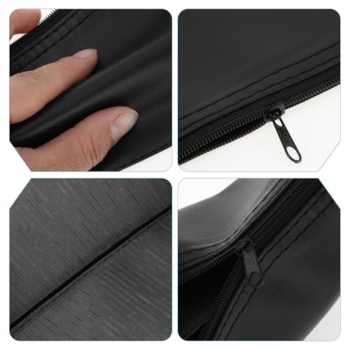 Microphone Bags, PU Leather Zipper Storage Pouch for Wireless Mic Protector, Portable Carrying Microphone Case, Black, 2 Pcs