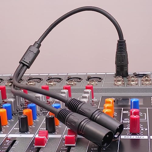 2 Pack XLR Y Splitter, 1.5FT XLR Female to Dual Male, Balanced Mic Audio Cables for Stereo Mic to L&R Audio - color: 1.5FT-2PACK, size: XLR 1 Female to 2 Male