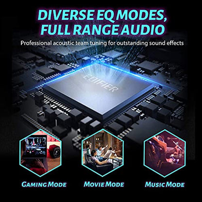 Edifier G2000 32W PC Gaming Computer Speakers for Laptop Mac Desktop Computer Woofer Speakers Bluetooth USB 3.5mm AUX Inputs RGB Lights Multimedia Speakers Black - color: Black