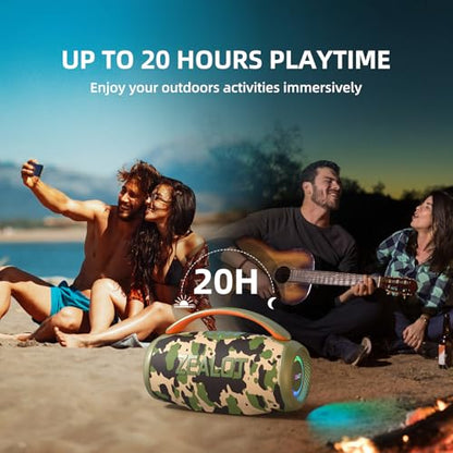 ZEALOT P11 Bluetooth Speaker, 80W Peak Wireless Stereo, Ultra Lightweight Portable Design and IPX6 Waterproof, Customize EQ for Outdoor/Camping/Beach/Travel (camo) - color: camo