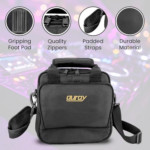 AURAY Nylon Padded Mixer Bag w Gear Protector, Fits Up to 10x10 inch Mixers | Removable Strap & Carry Handles, Weather-Resistant, Zipped Pockets, Ideal Storage Case for Travel and Audio Gear