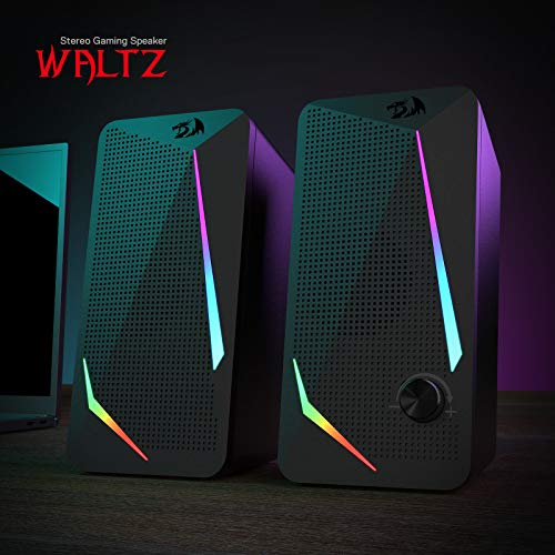 Redragon GS510 RGB Wired Desktop Speakers, 2.0 Channel Stereo Sound, Black - color: Black