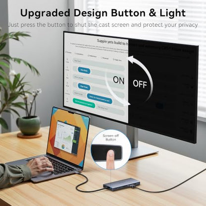 USB C Docking Station Dual Monitor, ABIWAZY 15 in 1 Laptop Docking Station | 8K DP, Dual HDMI 4K@60Hz, 1Gbps Ethernet, 100W PD, Screen Button, USB-C Data Ports&SD/Micro SD, USB C Hub for HP/Delll/Lenovo