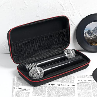 IMIKEYA Wireless Microphone Storage Case Plastic Protective Carry Bag with Zipper Shockproof Waterproof Mic Storage Box with Mesh Pocket for Cable Black 11.81 X 5.90 X 2.75 in