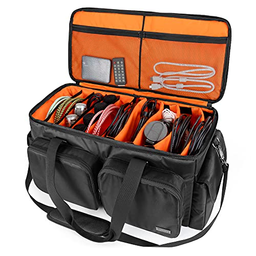 Trunab DJ Cable File Bag with Detachable Padded Bottom and Dividers | Travel Gig Bag for Professional DJ Gear, Musical Instrument and Accessories