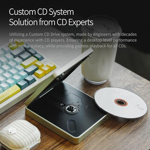 CD Players for Home, Moonlight Silver | 700mW Output, Bluetooth 6.0 LDAC, USB DAC & Coaxial, supports 384kHz/32bit, 12H Battery, 4.4mm/3.5mm Jacks, Moonlight Silver - color: EC Play Moonlight Silver