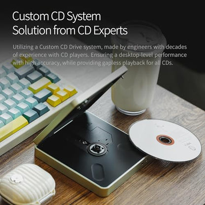 CD Players for Home, Moonlight Silver | 700mW Output, Bluetooth 6.0 LDAC, USB DAC & Coaxial, supports 384kHz/32bit, 12H Battery, 4.4mm/3.5mm Jacks, Moonlight Silver - color: EC Play Moonlight Silver
