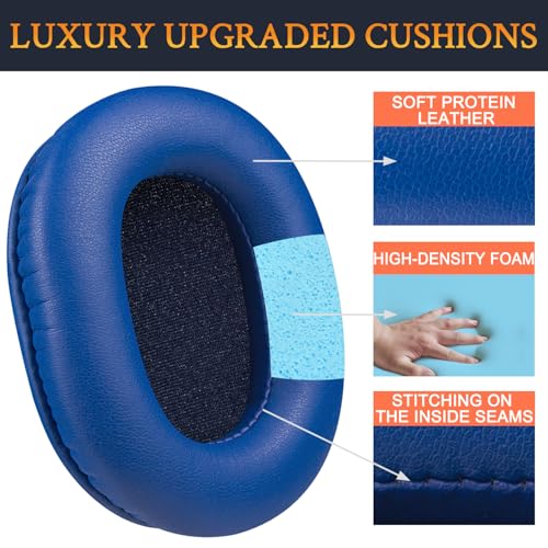SOULWIT Earpads Replacement for Audio Technica ATH M50X M50XBT M50RD M40X M30X M20X MSR7 SX1 Monitor Headphones, Ear Pads Cushions with Softer Protein Leather, High-Density Foam - Blue - color: Blue