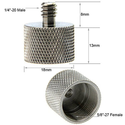 CAMVATE 5/8"-27 Female to 1/4"-20 Male Microphone Screw for Camera Monitor