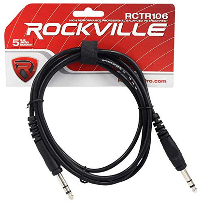 Rockville 4-Person Podcast Recording Package LINE8 USB 8-Channel Mixer and USB Audio Interface with (4) PRO-M50 Headphones, (4) RMIC-SR Mics, Stands, RHPA4 Amp, Cables (15 Items)