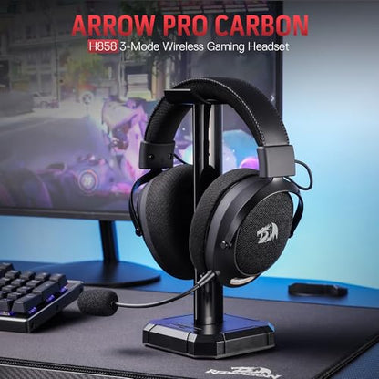 Redragon H858 3-Mode Wireless Gaming Headset, 7.1 Surround Sound, 53 mm Drivers, Memory Foam Ear Pads, Detachable Noise-canceling Microphone, Over-Ear Headphones Works for Mobile, PC/PS5/NS - color: Gray