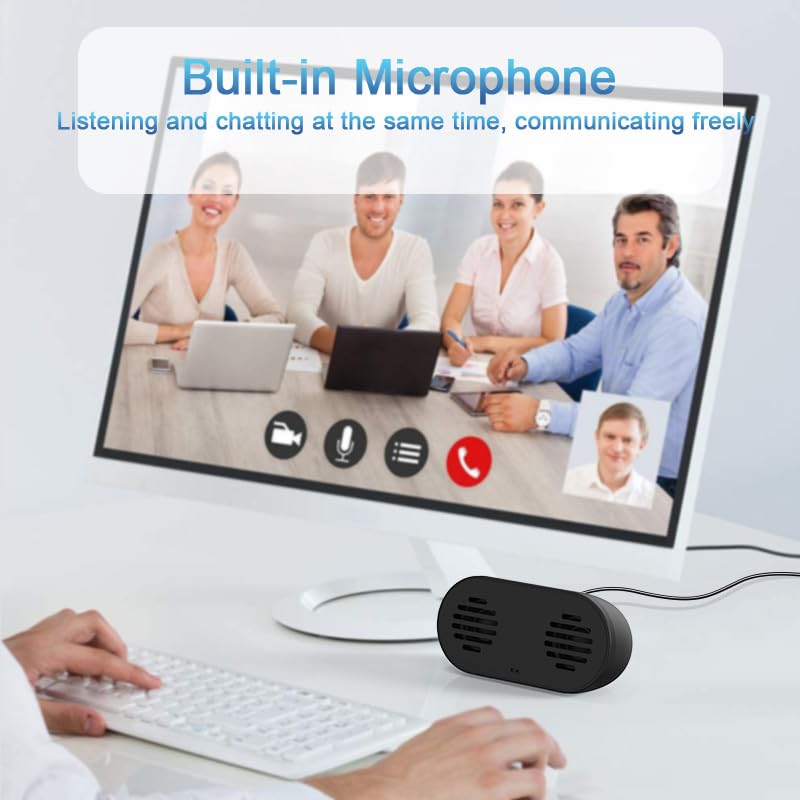 USB Computer Speaker with Built-in Microphone, Mini Soundbar Speaker for Desktop Laptop PC, Plug & Play USB Powered Small Sound Bar,Mini Speaker,360° Surround Sound for Gaming Music Movie - size: H015