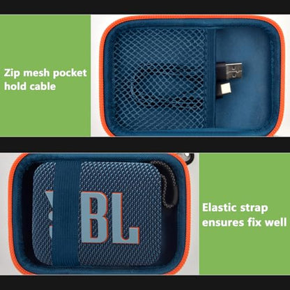 Speaker Case for JBL Go 5/4/3, Case Only | Hard Case, Mesh Pocket for Charging Cable, Compact Travel Carry, Speaker Not Included, Blue - color: Blue