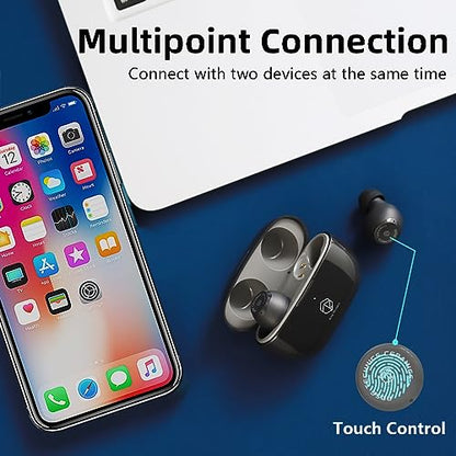 ROSESELSA Ceramics Wireless Earbuds, High-Fidelity Sound, 60ms Gaming Earphones, 35H Playtime with Super Charge, IPX5 Sweat Resistant, Dual Connectivity, Bluetooth 5.3, ENC Black - color: Black