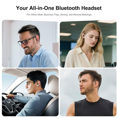 Bluetooth Headset,Wireless Bluetooth Earpiece,Headphones for Work | 15g Ultralight,500mAh Charging Case,72H Playtime for Work,V5.3 Hand-Free Comfortable Fit with Mic for Trucker/Office