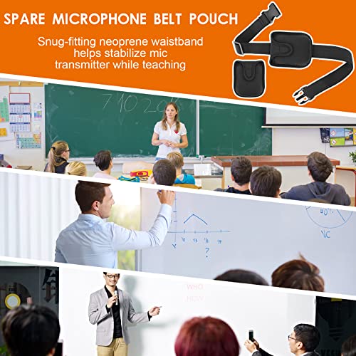 Zhehao 3 Pack Mic Belt with Pouch for Fitness Instructor, Black | Neoprene, Adjustable Detachable, Anti Dropping Strap, Sweat Absorbent Belt, for Teachers Performers
