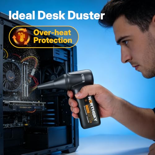 NORTHSKY Compressed Air Duster, Rechargeable Cordless Air Duster with 130000RPM Motor & LED Display, 3-Speed Electric Keyboard Cleaner for PC, Computer, Laptop, Camera & Car Cleaning