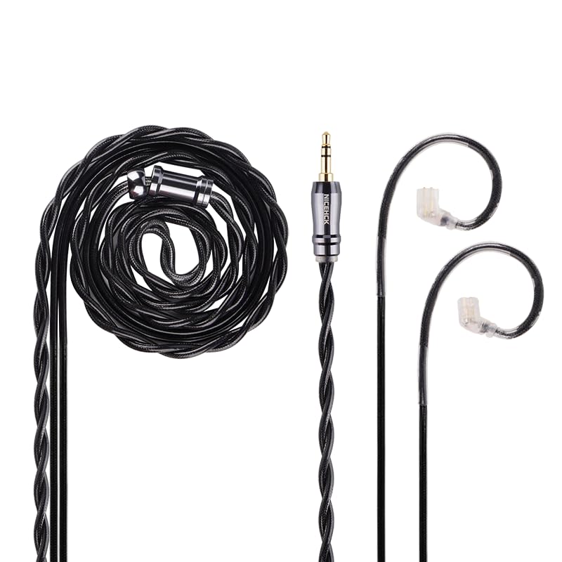 NICEHCK DuskAg 5N Pure Silver IEM Cable QDC Connector 3.5mm Single Ended | 5N pure silver & OCC shielding boosts mid-high density, 1.2m cord, QDC pin, 3.5mm plug for QDC IEM audiophiles - size: 3.5mm With QDC