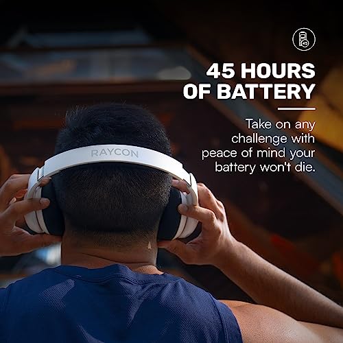 Raycon Fitness Bluetooth Headphones - Over The Ear Running Headphones, Active Noise Cancelling Wireless Headphones + Awareness Mode, Bluetooth Headset with Mic, 45 Hours of Battery Life (Black) - color: Black