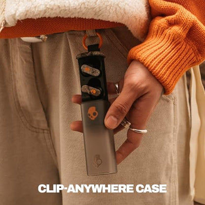 Skullcandy Dime Evo Wireless Earbuds with Clip-Anywhere Case - Realtree APX | In-Ear Fit, Noise Isolating, 36 Hours Battery, Microphone for iPhone Android, Easy Clip-On Case Design, Travel, Commuting - color: Realtree APX Black/Orange