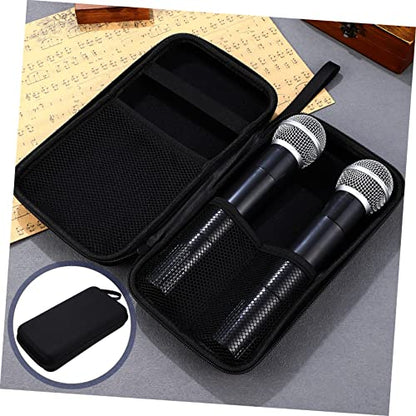 Abaodam Portable Microphone Storage Case Lightweight Carrying Bag with Padded Dividers Dual Microphone Slots Receiver Compartment for Mic Accessories for Travel and Storage