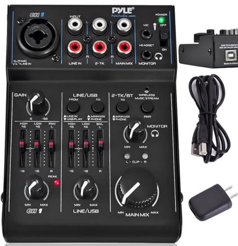 3 Channel Bluetooth Audio Mixer - DJ Sound Controller Interface with USB Soundcard for PC Recording, XLR, 3.5mm Microphone Jack, 18V Power, RCA Input/Output for Professional and Beginners - PAD30MXUBT - style: 3 Channel Bluetooth